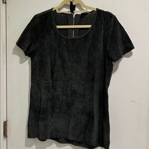 Ecru gray suede top M Short Sleeve